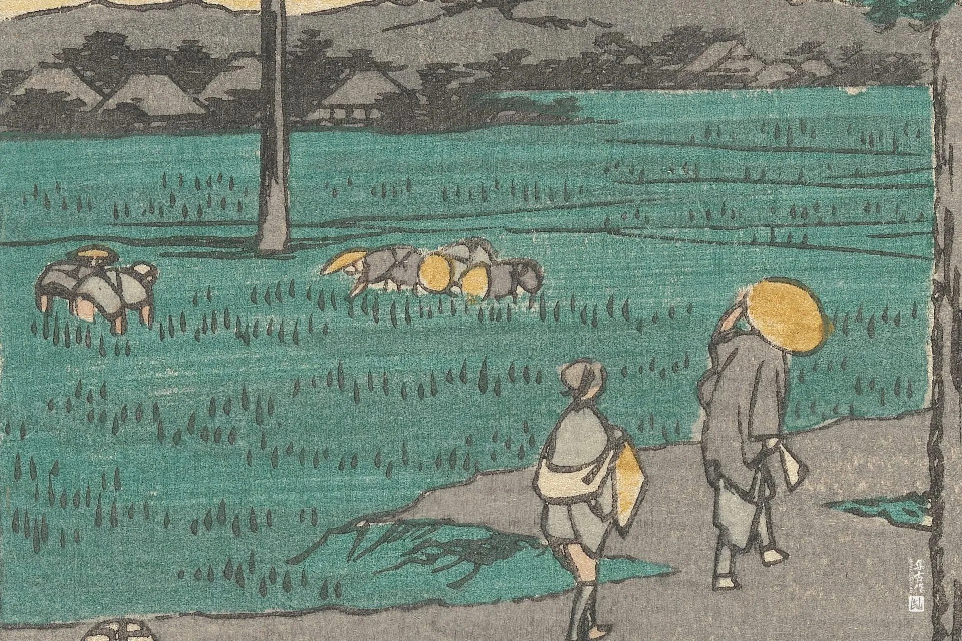 歌川广重《袋井:远州的名产风筝》高清局部 (1)