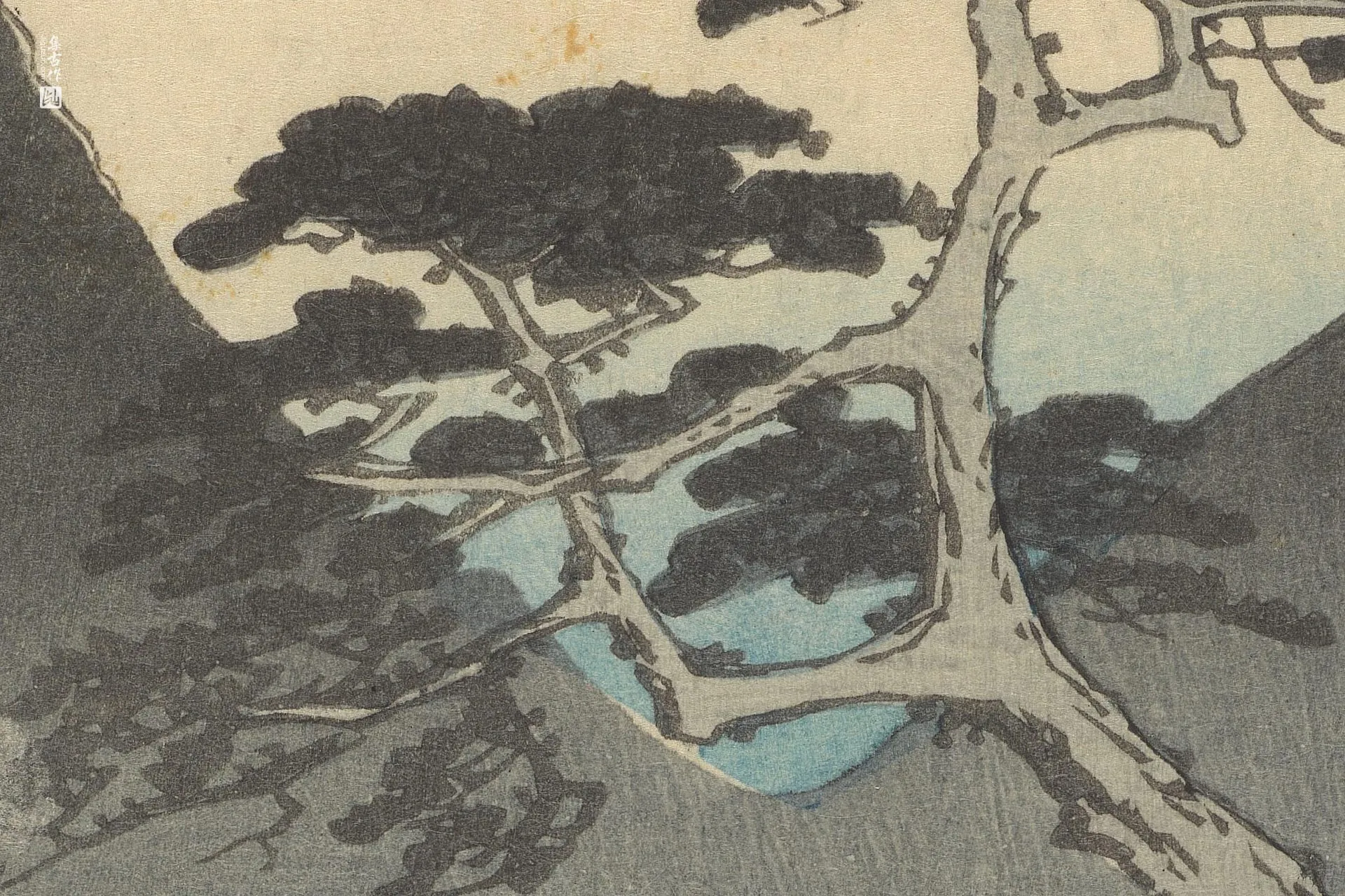 歌川广重《箱根:夜行山中》高清局部 (2)