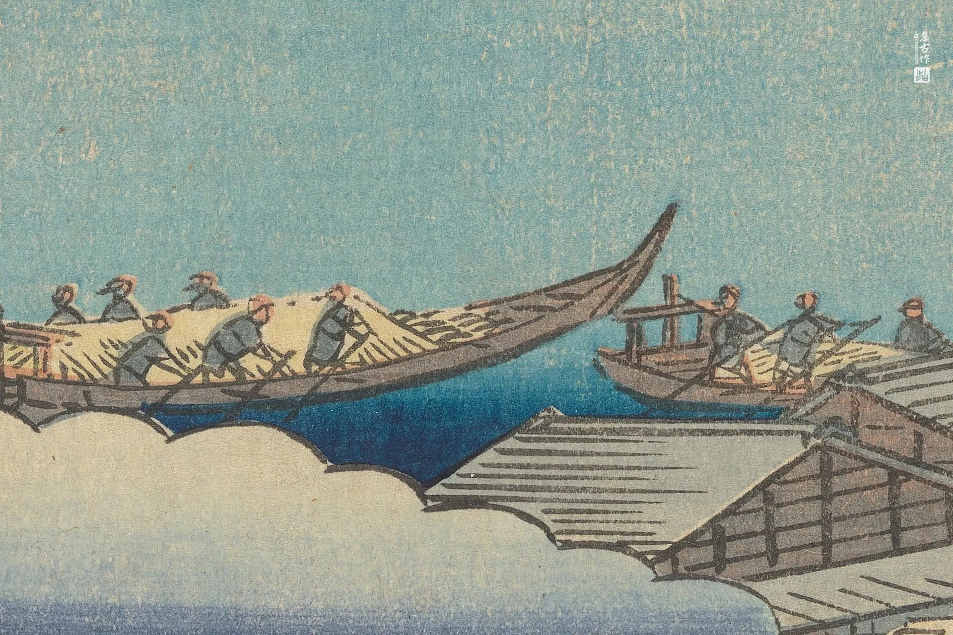 歌川广重《日本桥:黎明的景色》高清局部 (3)