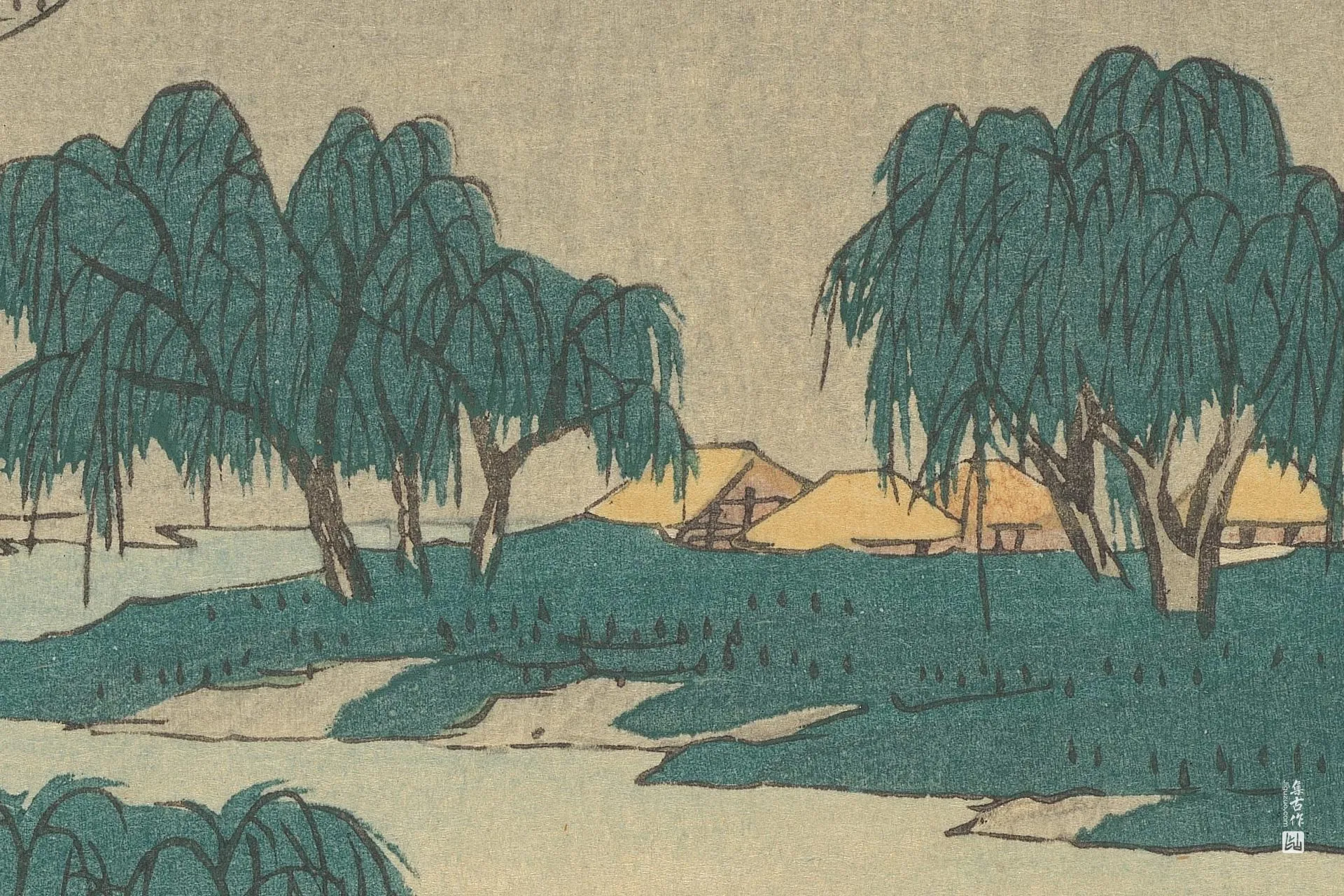 歌川广重《御油:本野原与本坂岭》高清局部 (3)