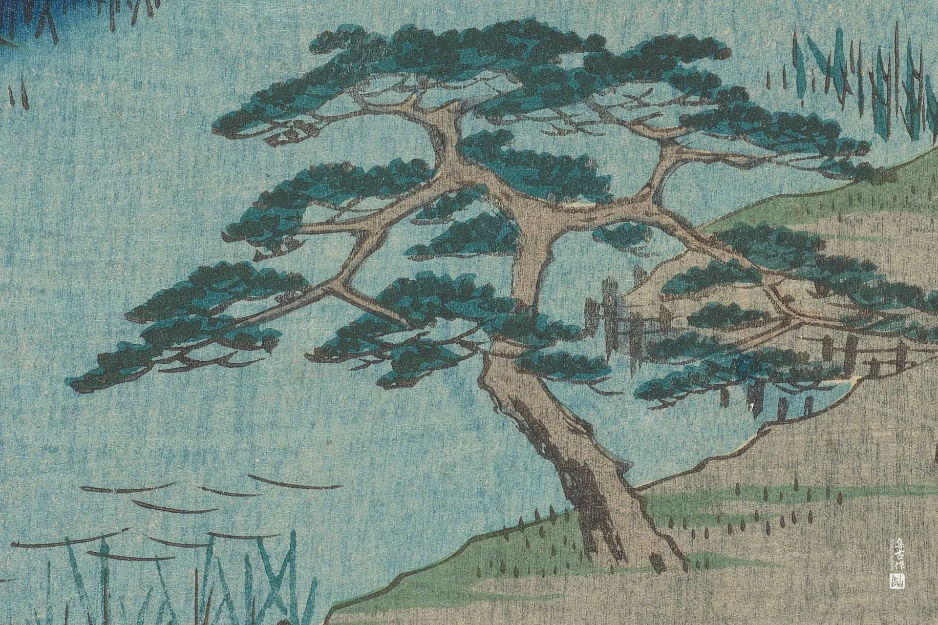 歌川广重《内川畔的木母寺与田野》高清局部 (2)