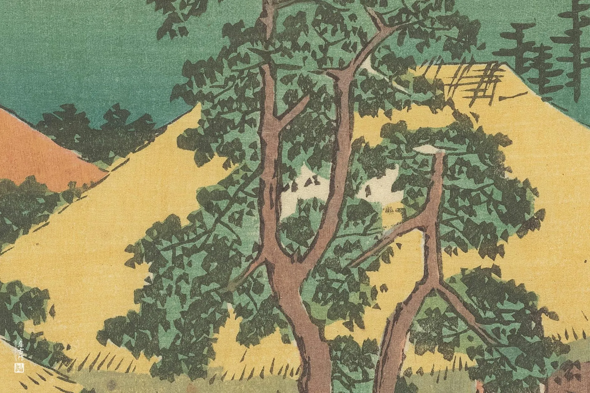 歌川广重《二川:猿马场休息处》高清局部 (3)