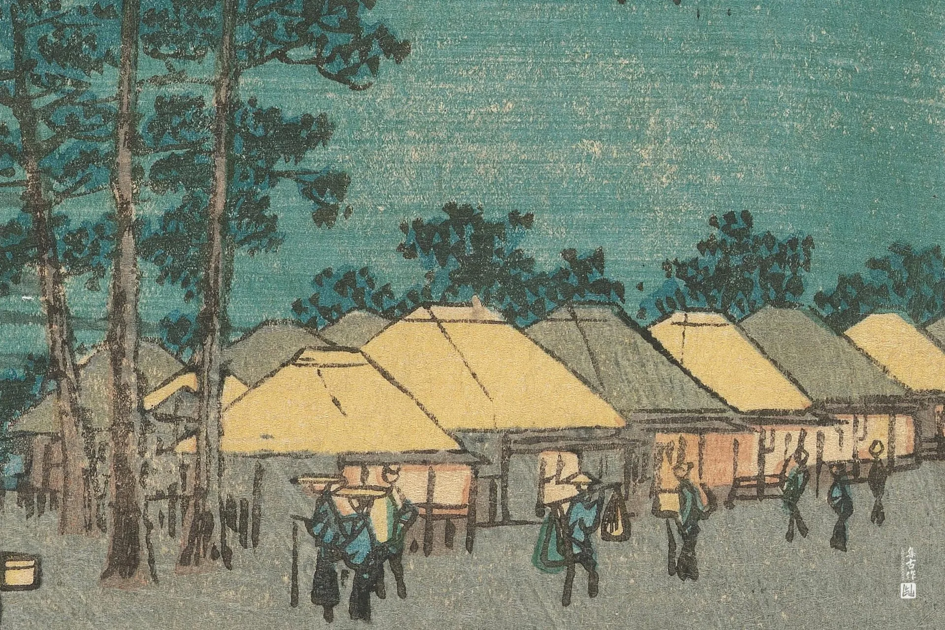 歌川广重《原:爱鹰山与富士山景色》高清局部 (3)