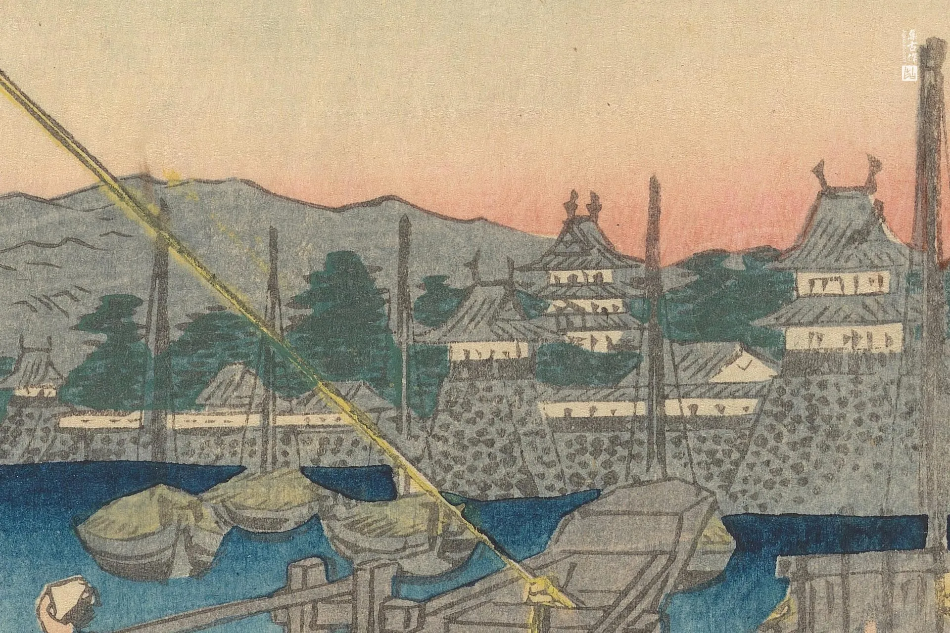 歌川广重《桑名:七里渡船》高清局部 (3)
