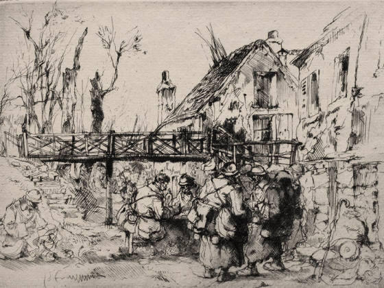 布鲁埃蚀刻版画《在村庄的停留》