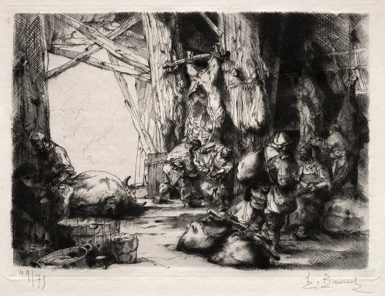 奥古斯特·布鲁埃蚀刻版画《屠宰场》