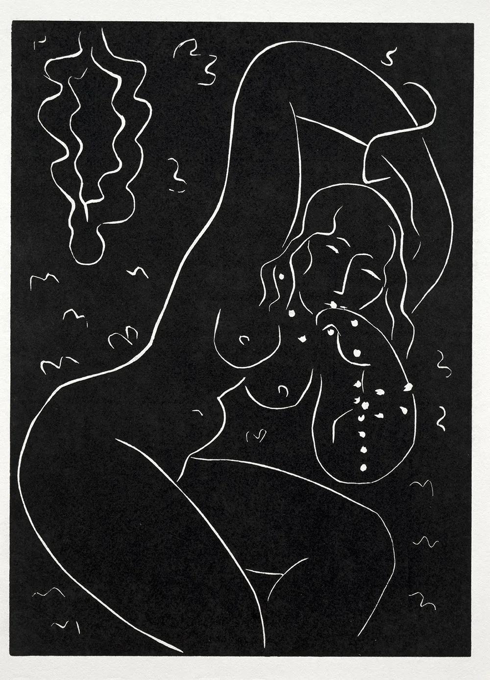 马蒂斯亚麻油毡版画《戴手镯的裸女》