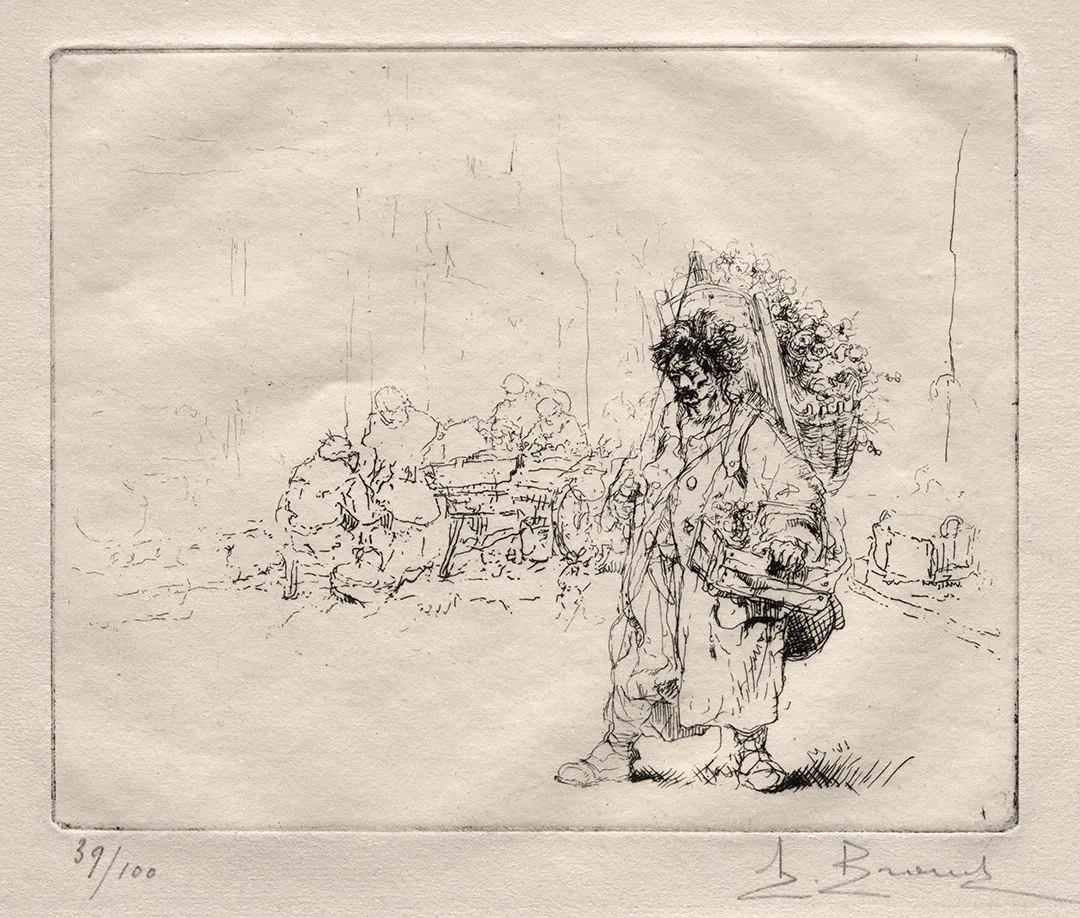 布鲁埃蚀刻版画《背筐商人》