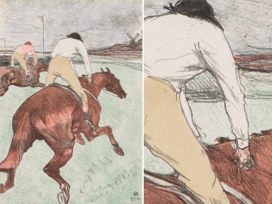 罗特列克彩色石版画《赛马骑师》