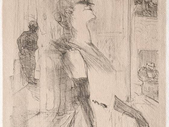 罗特列克石版画《伊薇特·吉尔贝:登台献艺》