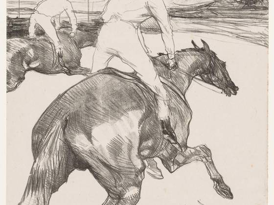 罗特列克石版画《赛马骑师》黑白版