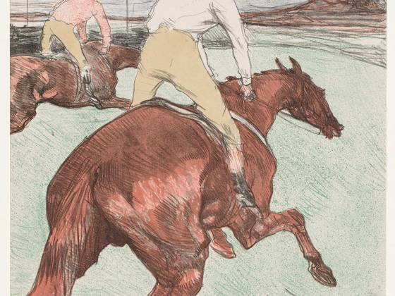 罗特列克彩色石版画《赛马骑师》