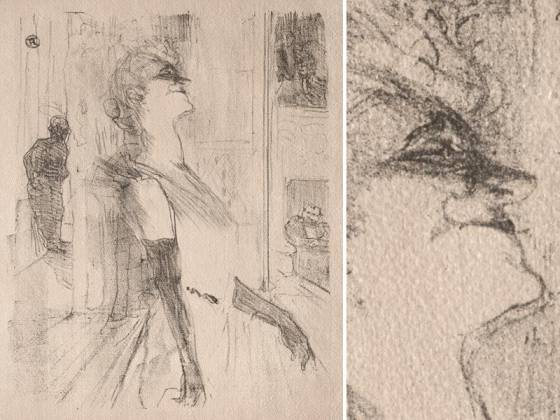 罗特列克石版画《伊薇特·吉尔贝:登台献艺》