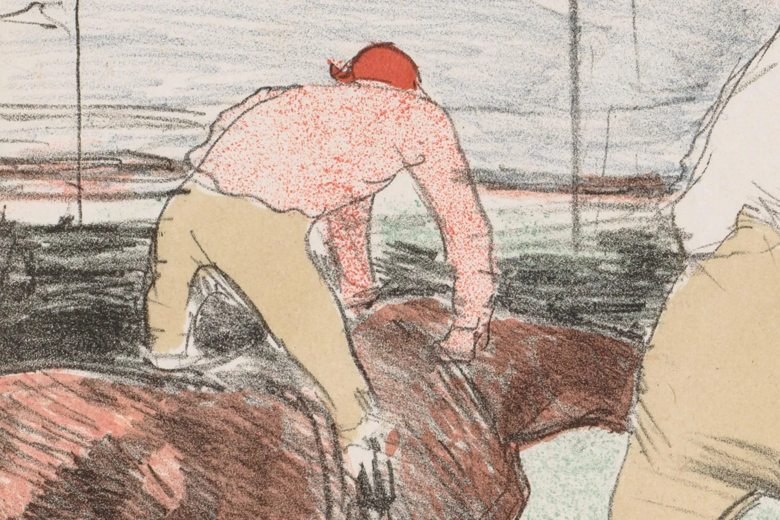 罗特列克彩色石版画《赛马骑师》局部 (4)