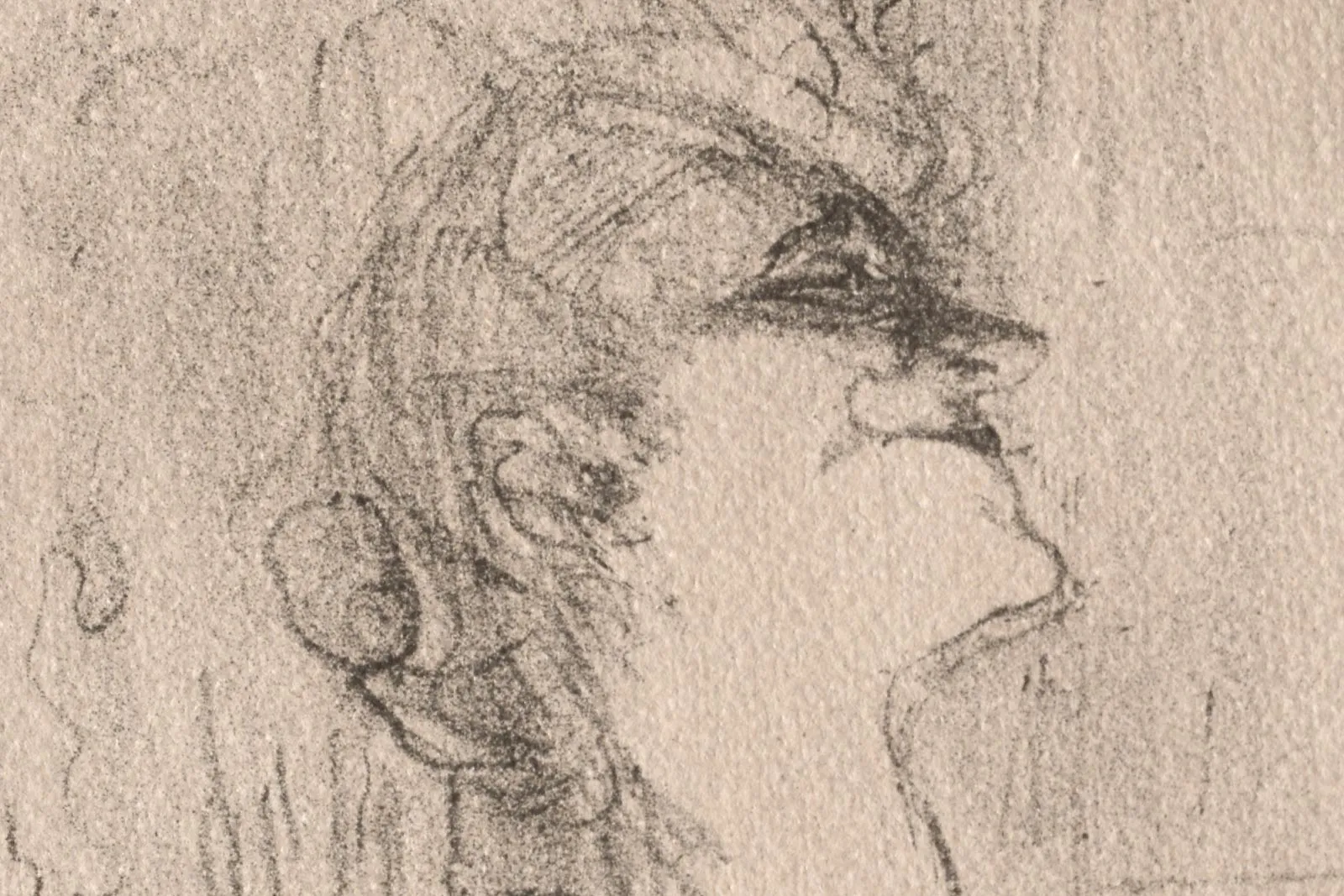 罗特列克石版画《伊薇特·吉尔贝:登台献艺》局部 (1)