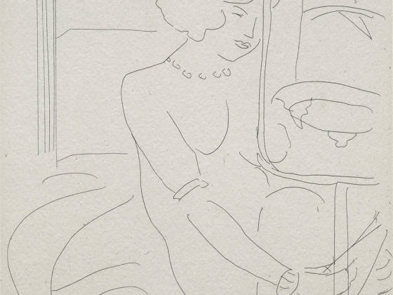 亨利·马蒂斯版画《拿着鱼缸的年轻女性》