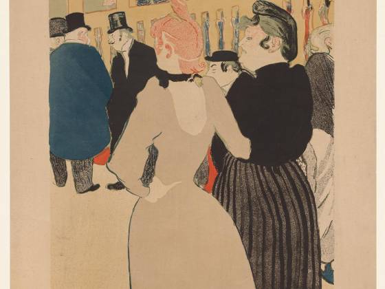 罗特列克彩色石版画《红磨坊的贪食者与她的妹妹》