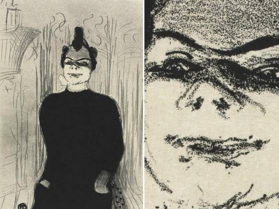 罗特列克版画《罗什舒阿尔歌舞场的妮可尔》