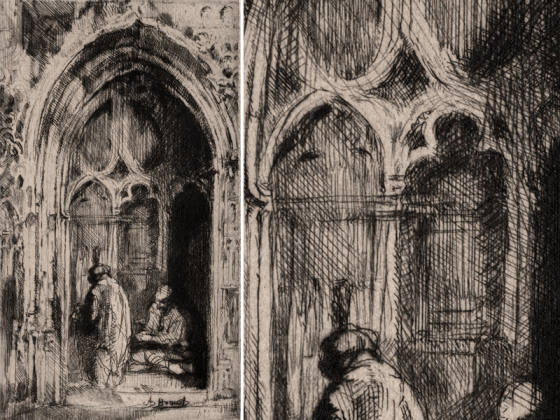 布鲁埃版画《哥特式门廊》