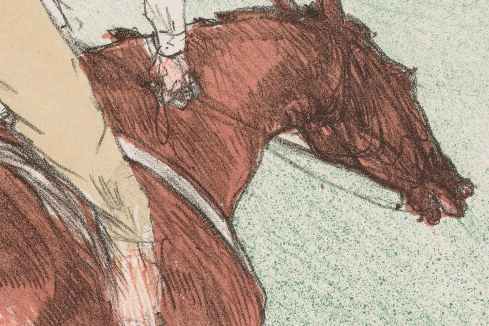 罗特列克彩色石版画《赛马骑师》局部 (2)