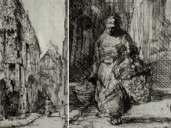 布鲁埃蚀刻版画建筑《鲁昂的圣艾蒂安教堂》