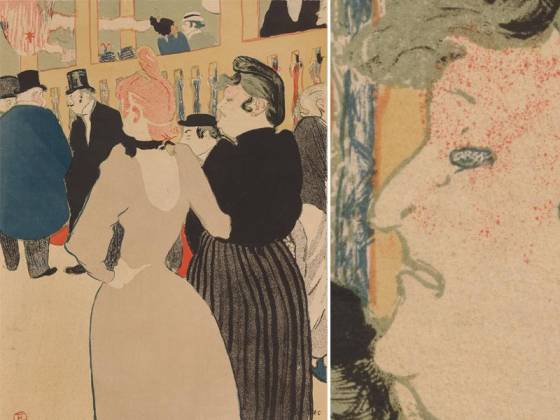 罗特列克彩色石版画《红磨坊的贪食者与她的妹妹》