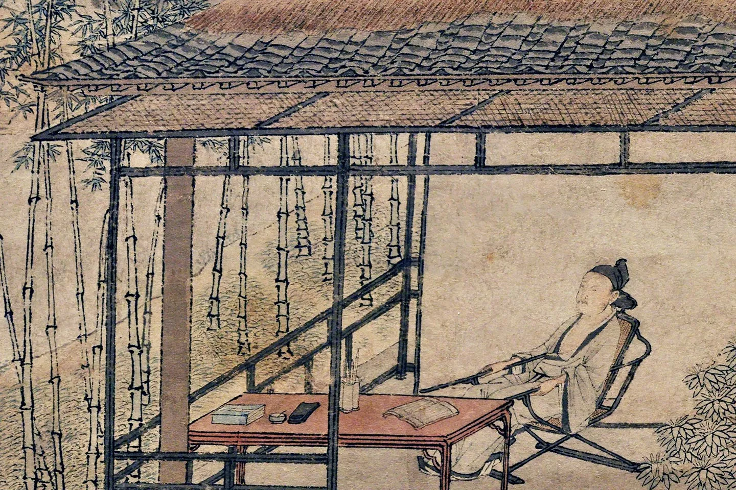 仇英《梧竹书堂图》高清大图局部 (1)