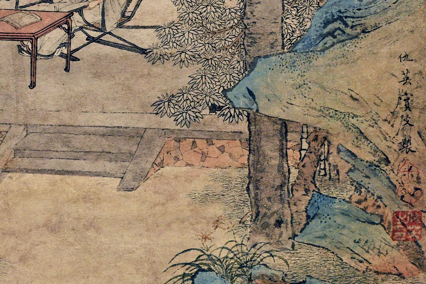 仇英《梧竹书堂图》高清大图局部 (7)