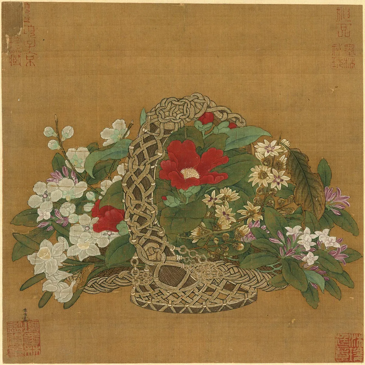历代集绘《宋李嵩花篮》
