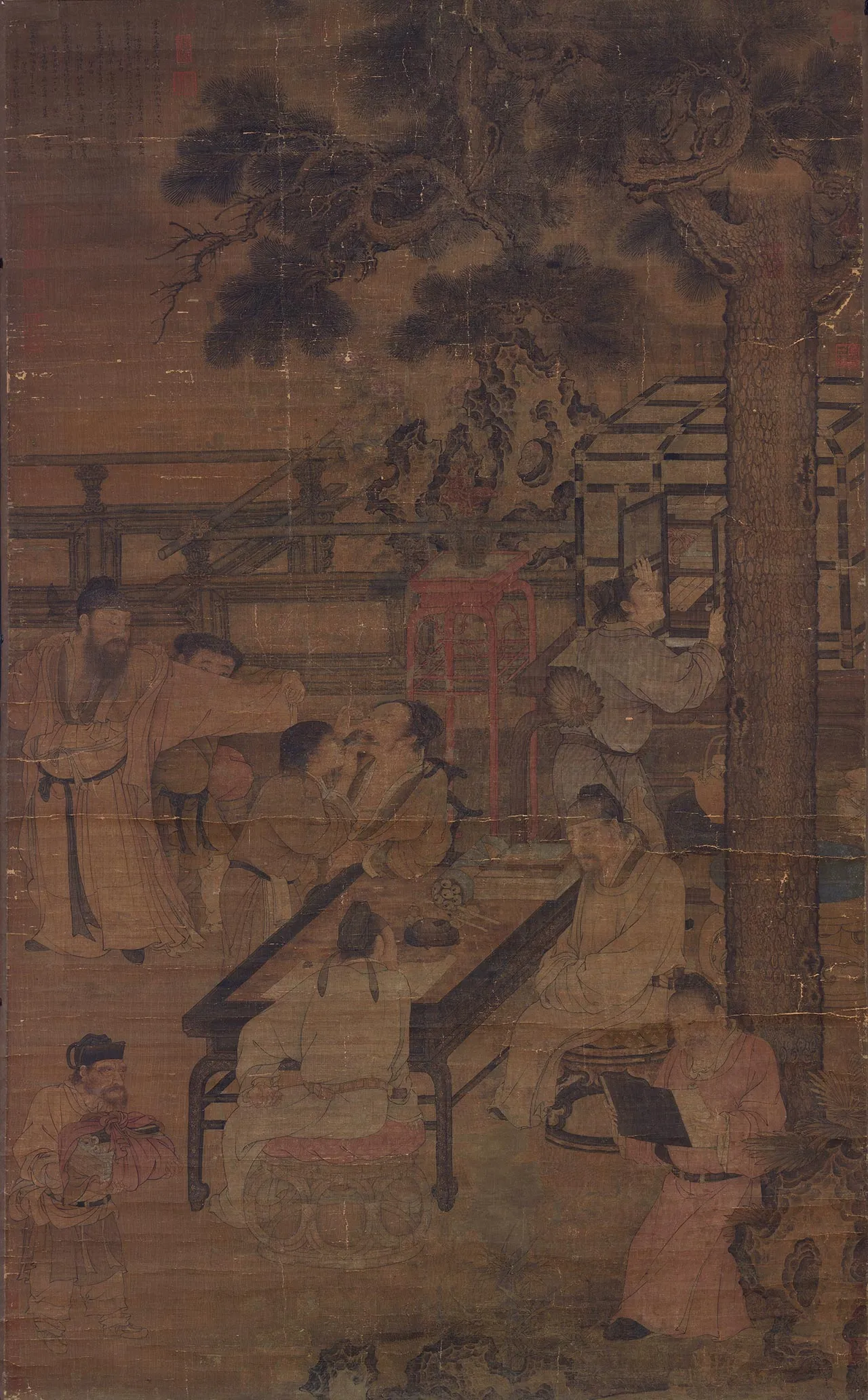 刘松年人物画《唐五学士图》轴