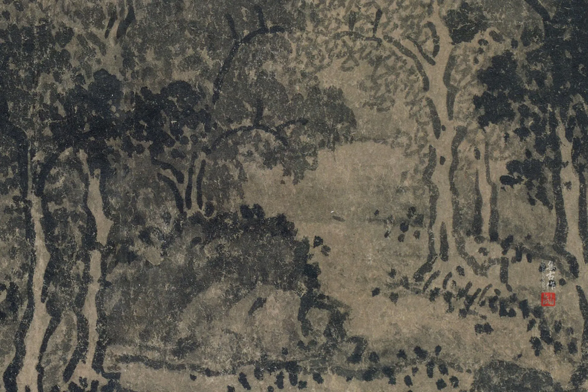 金代山水画《平林霁色图》超高清大图局部 (2)