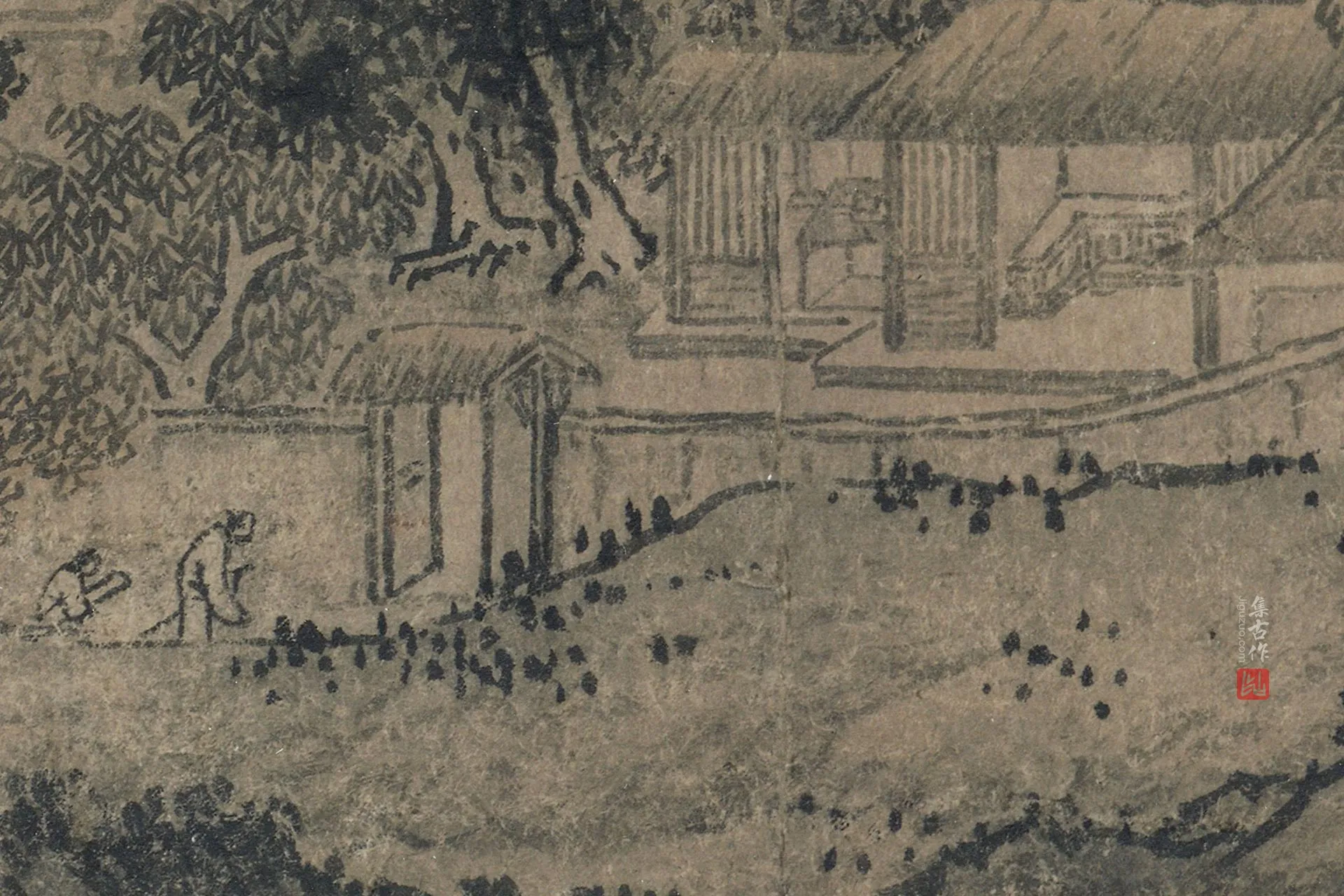 金代山水画《平林霁色图》超高清大图局部 (1)