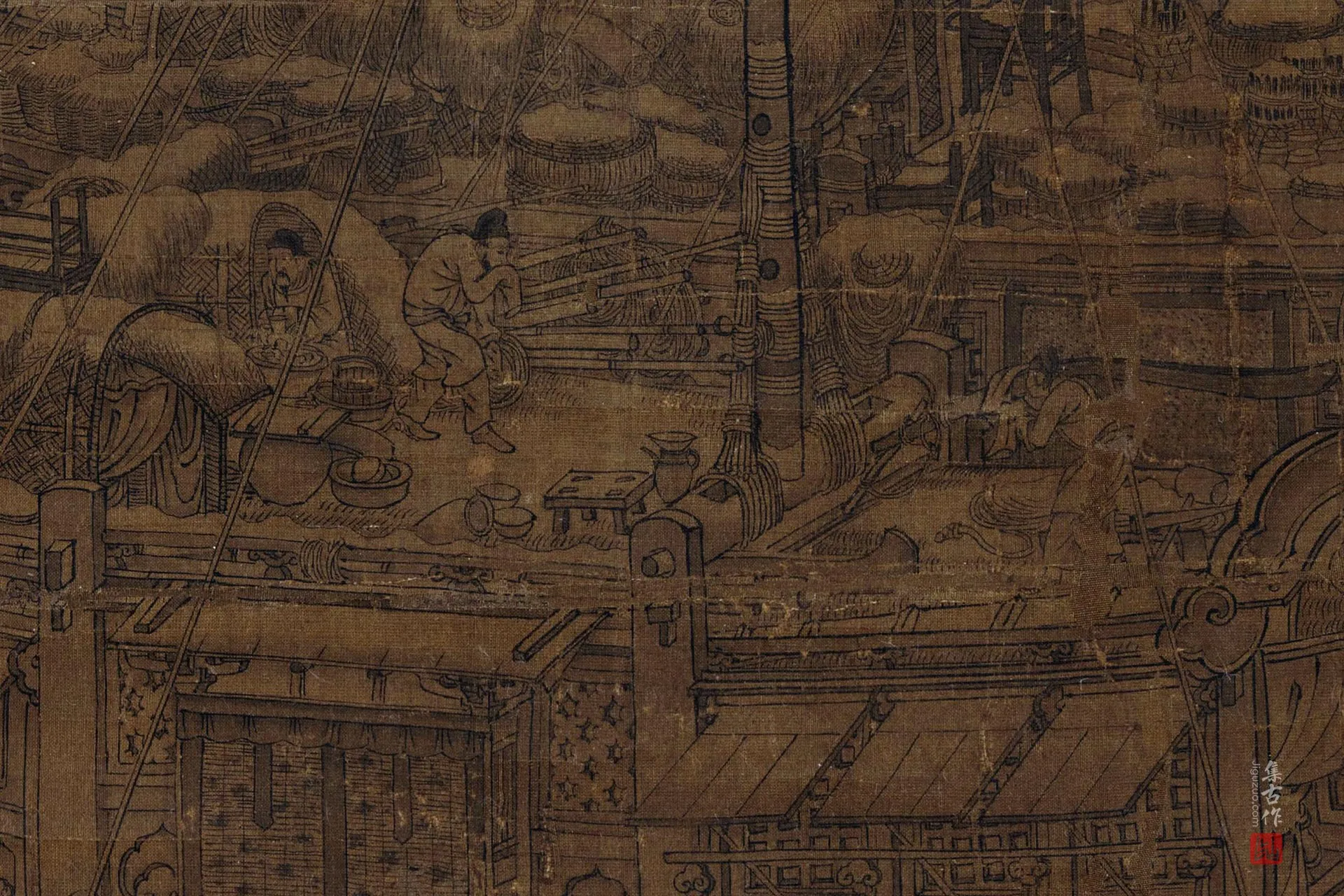 郭忠恕界画《雪霁江行图》局部-3