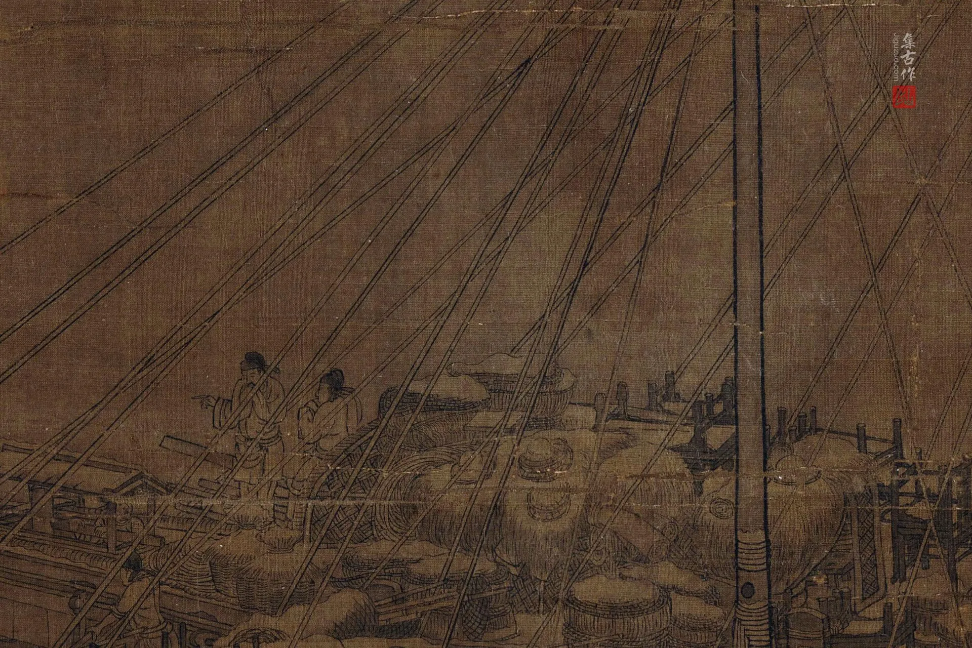 郭忠恕界画《雪霁江行图》局部-4