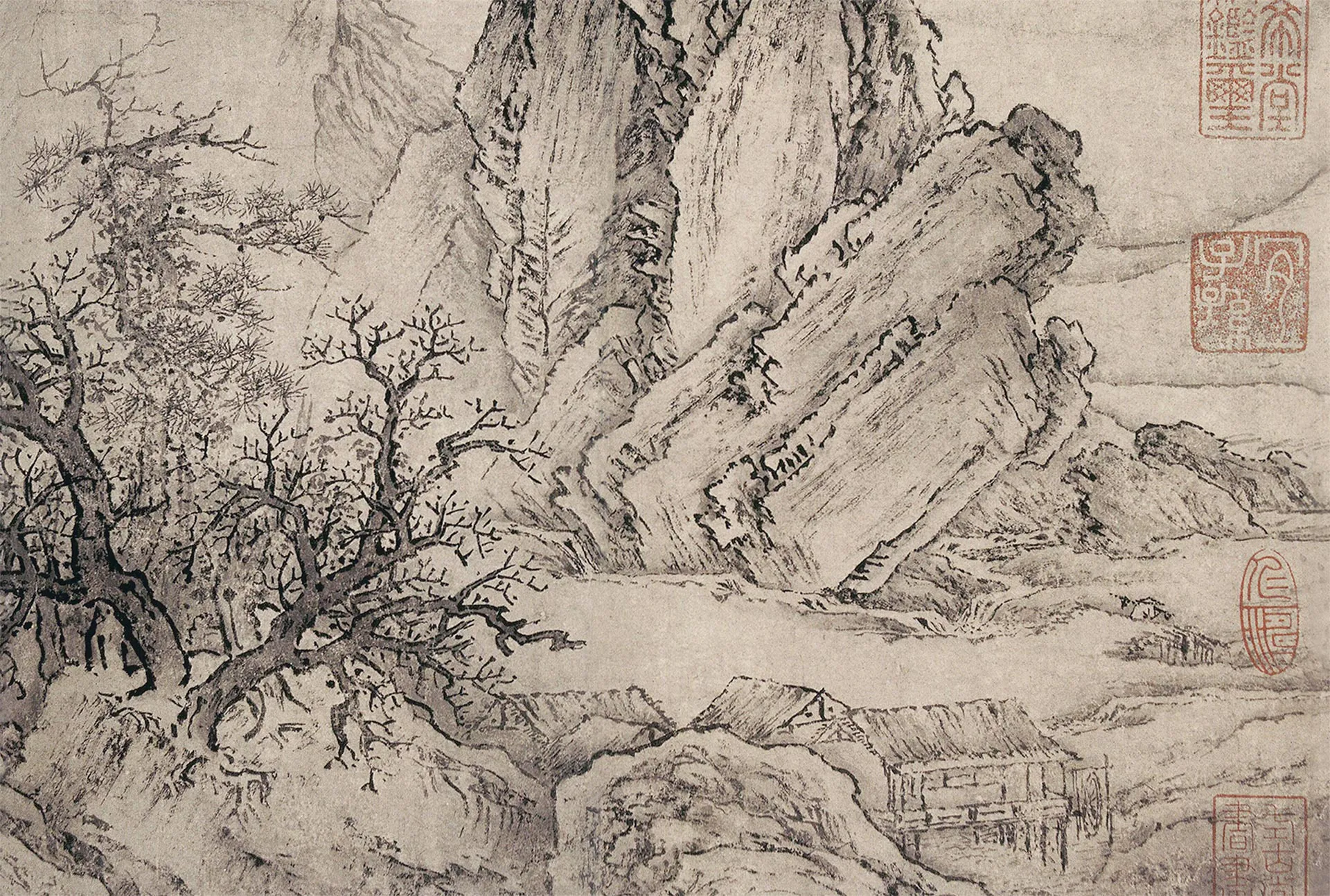 太古遗民《江山行旅图》局部