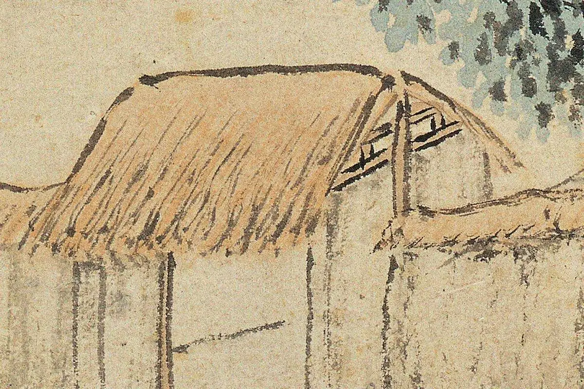 明代·沈贞山水画《竹炉山房图》高清大图局部细节 (14)