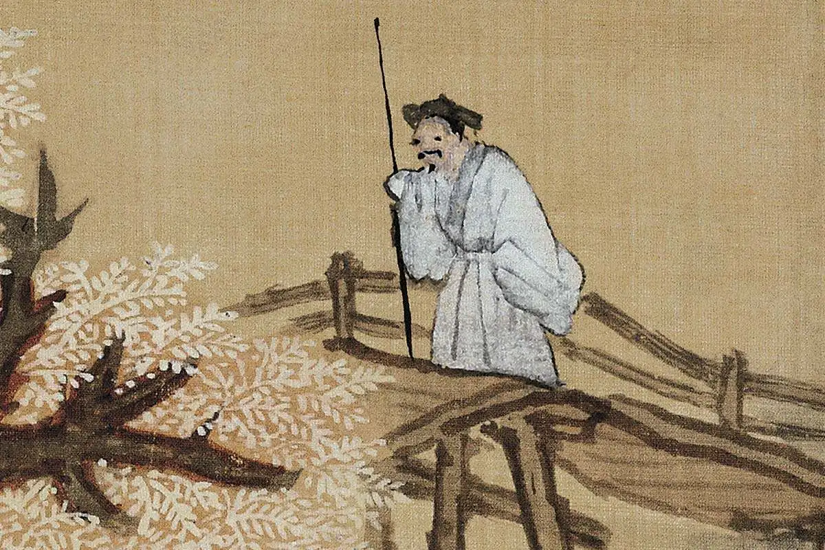 蓝瑛青《白云红树图》高清大图局部细节 (1)