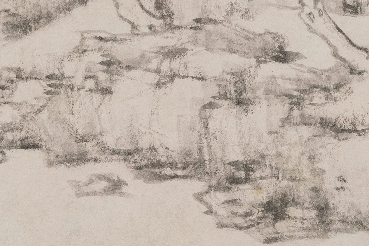 倪瓒作品《幽涧寒松图》高清大图局部细节 (2)