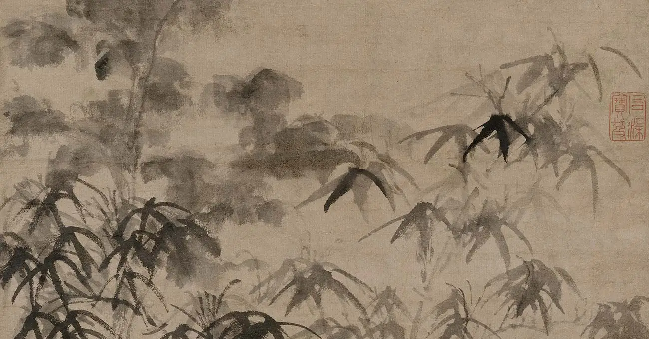 倪瓒梧竹秀石图_02