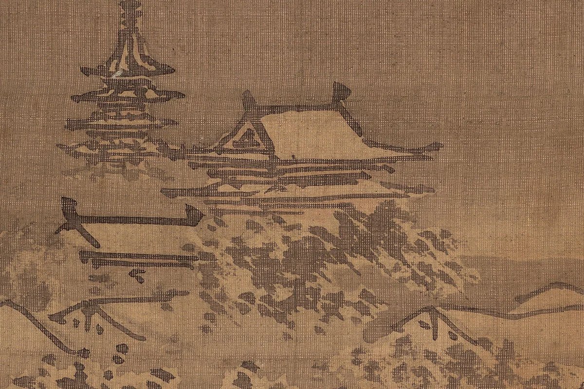 朱邦山水画人物画《寒江渔村图》高清大图局部细节 (8)