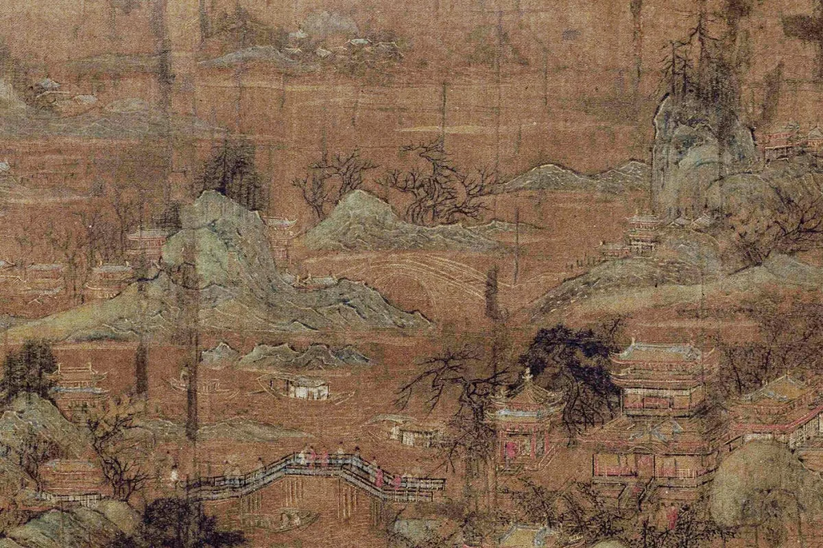 青绿楼阁画《宫苑图》局部 (4)