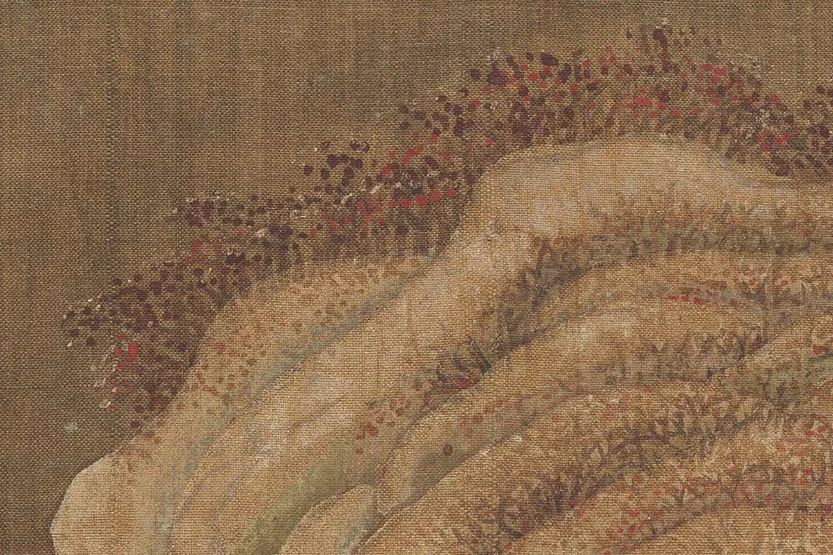 杨升没骨山水画《蓬莱飞雪图》高清大图局部细节 (9)