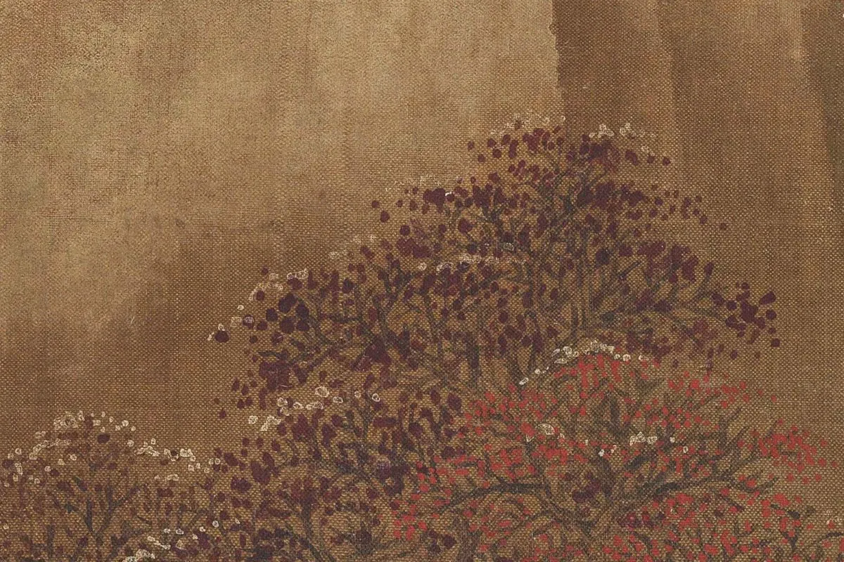 杨升没骨山水画《蓬莱飞雪图》高清大图局部细节 (4)