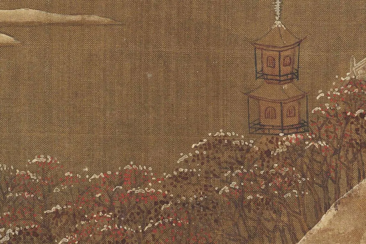 杨升没骨山水画《蓬莱飞雪图》高清大图局部细节 (6)