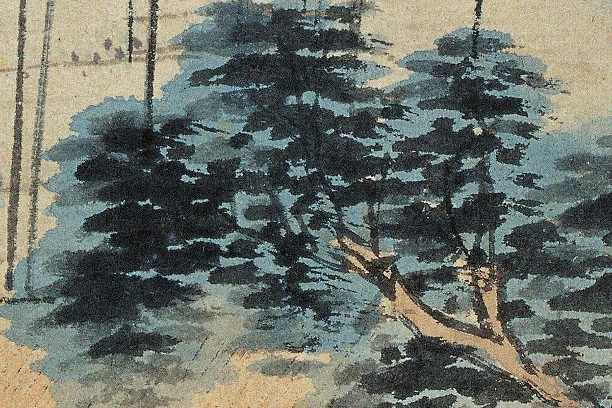 明代·沈贞山水画《竹炉山房图》高清大图局部细节 (6)