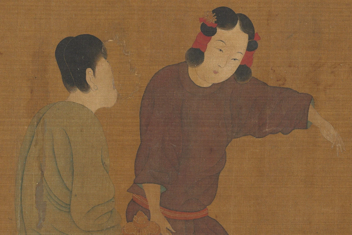 唐·周昉人物画卷《内人双陆图》高清大图局部 (4)