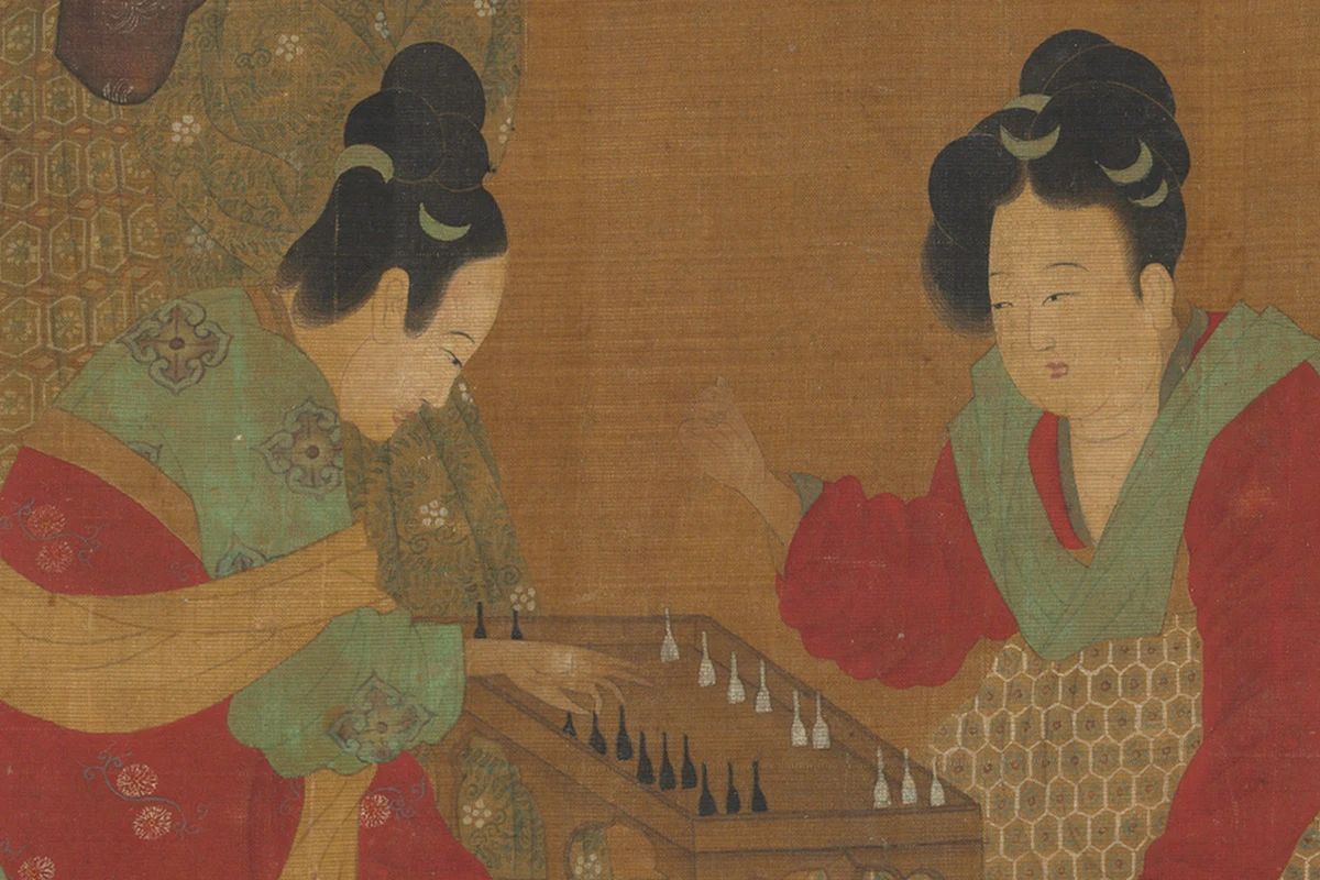 唐·周昉人物画卷《内人双陆图》高清大图局部 (2)