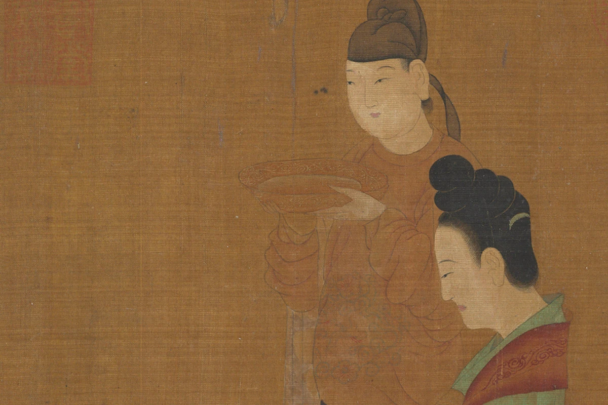 唐·周昉人物画卷《内人双陆图》高清大图局部 (1)