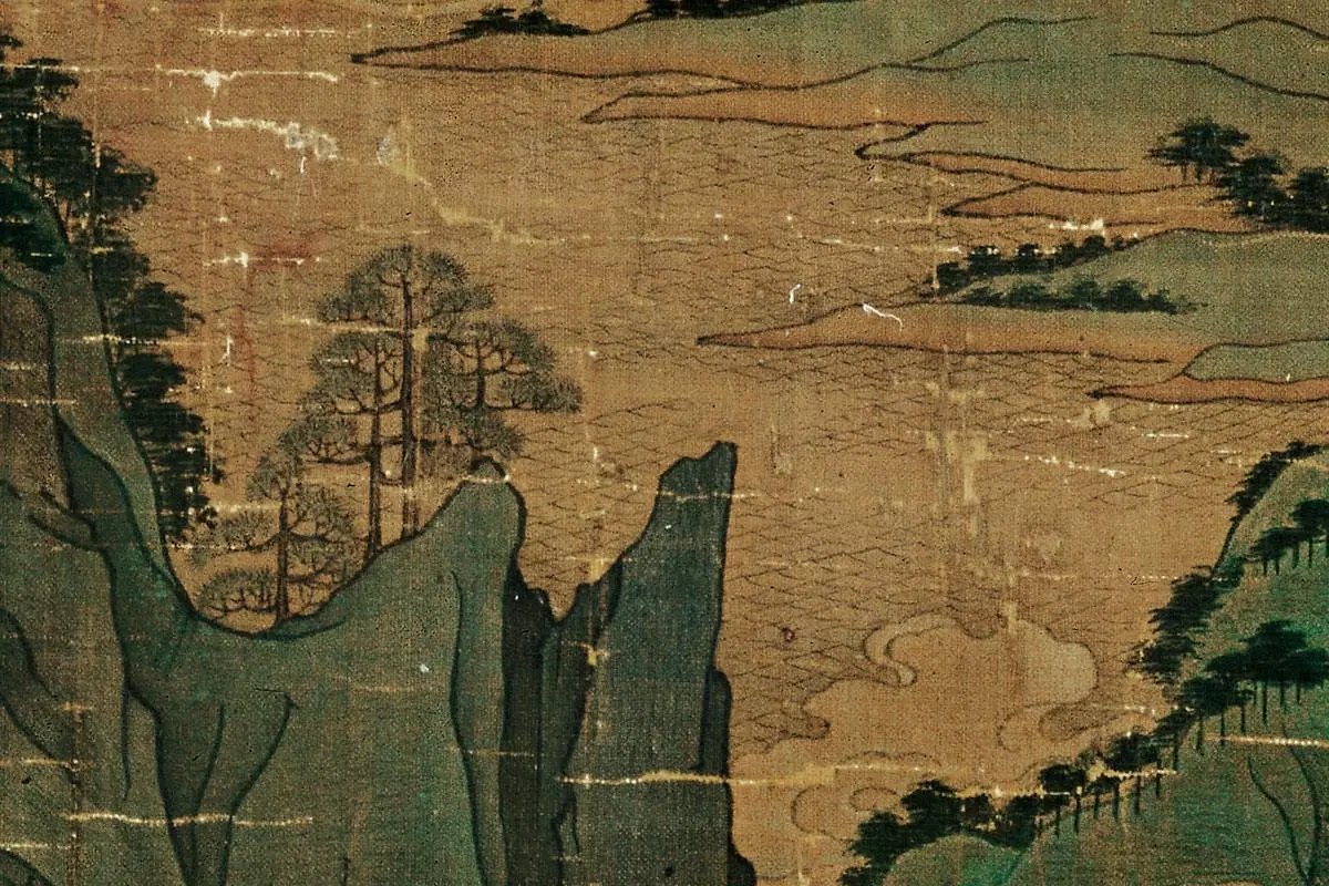 青绿山水人物画《明皇幸蜀图》高清大图局部细节 (10)