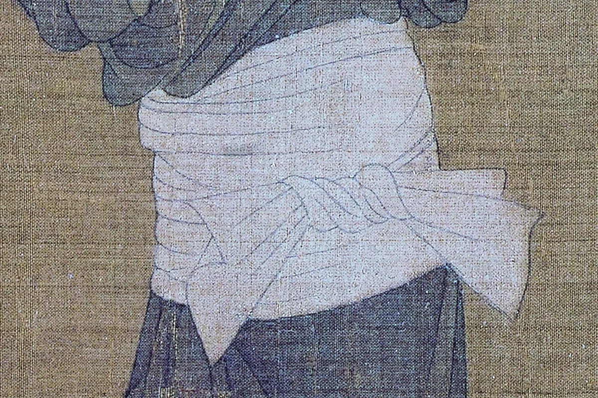 周昉仕女人物画《调琴啜茗图》高清大图局部细节 (8)